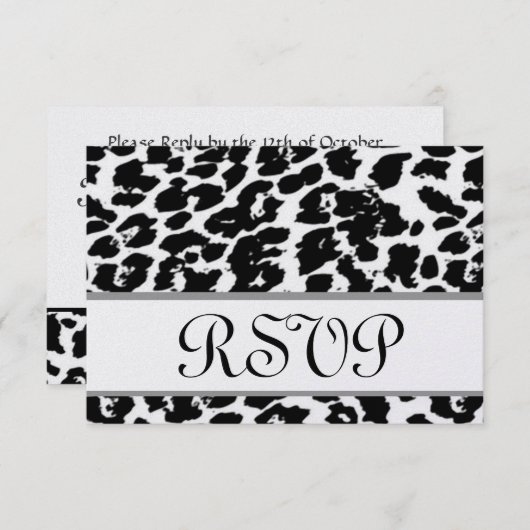 白黒ヒョウRSVPの結婚式の応答カード 出欠カード (正面/裏面)