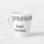 白黒ヒートウェーブパーソナライズされたラテマグカップ カフェラテマグ (左アングル)