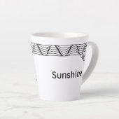 白黒ヒートウェーブパーソナライズされたラテマグカップ カフェラテマグ (右アングル)