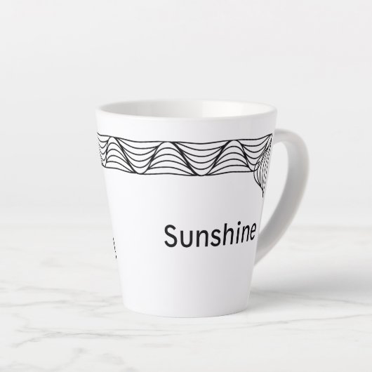 白黒ヒートウェーブパーソナライズされたラテマグカップ カフェラテマグ (右アングル)