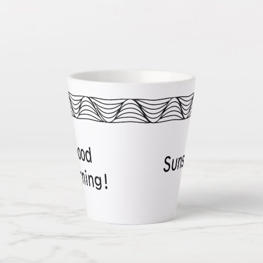 白黒ヒートウェーブパーソナライズされたラテマグカップ カフェラテマグ (正面)