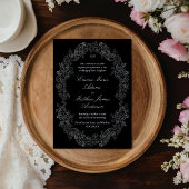 白黒ビクトリアンアンティーククラシック結婚の 招待状