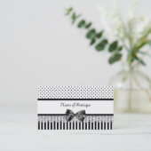 白黒ビクトリア時代の人はリボンと縞で飾ります 名刺 (スタンド正面)