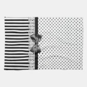 白黒ビクトリア時代の人は弓と縞で飾ります キッチンタオル (横)