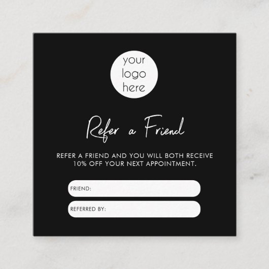 白黒ビジネスが友人の紹介カードを参照する スクエア名刺 (正面)