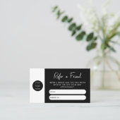 白黒ビジネスが友人の紹介カードを参照する 名刺 (スタンド正面)