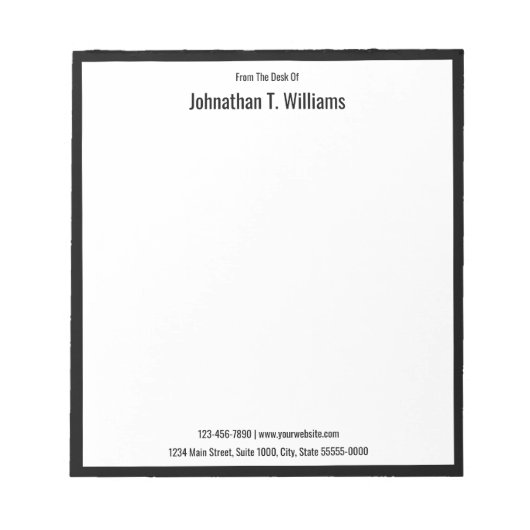 白黒ビジネスという名前の机から ノートパッド (正面)