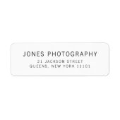 白黒ビジネスのミニマル差出人住所 ラベル (正面)