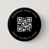 白黒ビジネスカスタム会社QRコードスキャン 缶バッジ (正面)