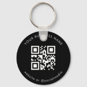 白黒ビジネスカスタムQrコードスキャンの追加 キーホルダー (正面)