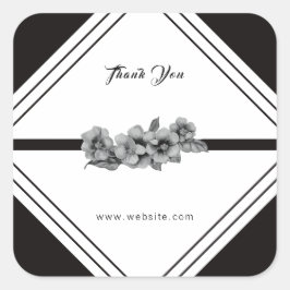 白黒ビジネスサンキューステッカー スクエアシール