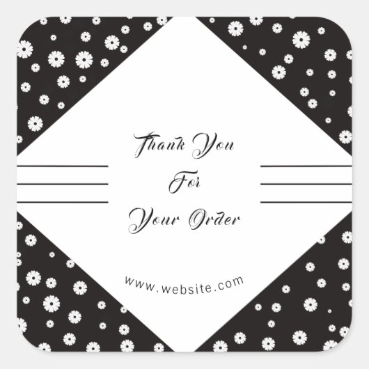 白黒ビジネスサンキューステッカー スクエアシール (正面)