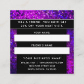 白黒ビジネスパープルグリッターサロンスパ 予約カード (裏面)