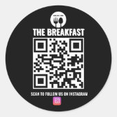 白黒ビジネスモダン用Instagram Qrコード ラウンドシール (正面)