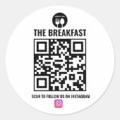 白黒ビジネスモダン用Instagram Qrコード ラウンドシール (正面)