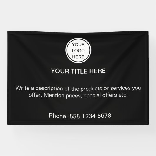 白黒ビジネスロゴのプロモーション文字 横断幕 (横)