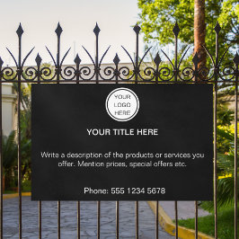 白黒ビジネスロゴのプロモーション文字 横断幕