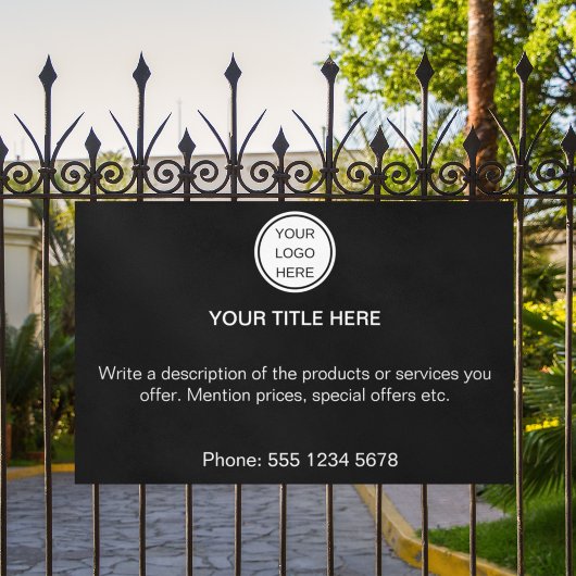 白黒ビジネスロゴのプロモーション文字 横断幕