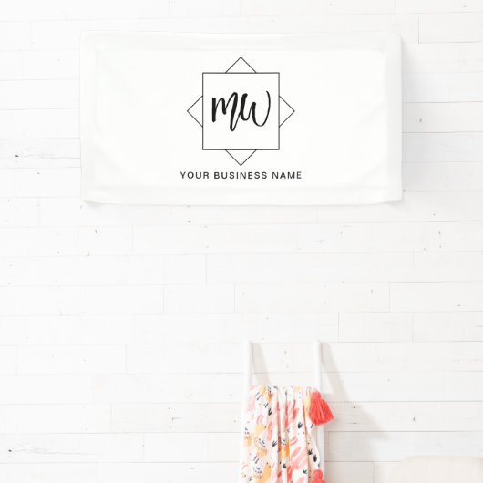 白黒ビジネスロゴモノグラムプロモーション 横断幕 (インサイチュ)