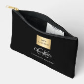 白黒ビジネスロゴ名monogram アクセサリーポーチ (見開き)
