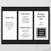 白黒ビジネスロゴ折り畳みパンフレット チラシ (正面)