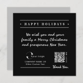 白黒ビジネスロゴQRコードクリスマスシンプル シーズンカード (正面/裏面)