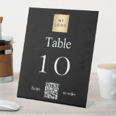 白黒ビジネスロゴQRコードテーブル番号 台座サイン (インサイチュ)