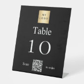 白黒ビジネスロゴQRコードテーブル番号 台座サイン (正面)