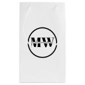 白黒ビジネス名モノグラムカスタムロゴ スモールペーパーバッグ (裏面)