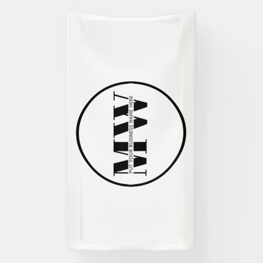 白黒ビジネス向けプロモーションモノグラムロゴ 横断幕 (縦)