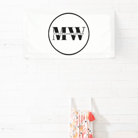 白黒ビジネス向けプロモーションモノグラムロゴ 横断幕 (インサイチュ)