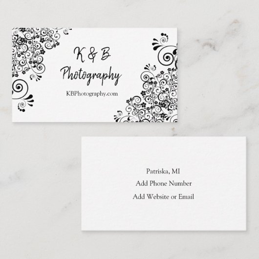 白黒ビジネス縁どファンシーカード 名刺 (正面/裏面)