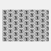 白黒ビッグフットサスカッチ誕生日 ラッピングペーパーシート (正面2)