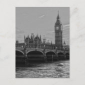 白黒ビッグベンタワーパレスオブウェストミンスター ポストカード (正面)