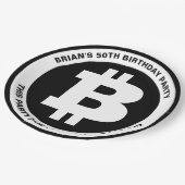 白黒ビットコインのシンボルのメッカスタムセージ ペーパープレート (アングル)