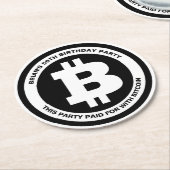 白黒ビットコインのシンボルのメッカスタムセージ ラウンドペーパーコースター (アングル)