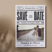 白黒ビンテージ新聞 Save the Date  セーブザデート