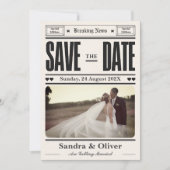 白黒ビンテージ新聞 Save the Date  セーブザデート (正面)