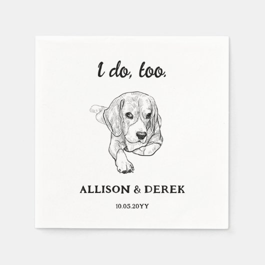 白黒ビーグル愛犬家ペット結婚ズ スタンダードカクテルナプキン (正面)