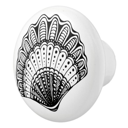 白黒ビーチシェル引出しノブ セラミックノブ (右)