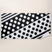 白黒ビーチタオル(ドット付きストライプ) ビーチタオル (正面)