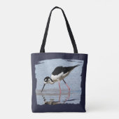 白黒ビーチ渡り鳥写真沿岸の鳥達 トートバッグ (裏面)