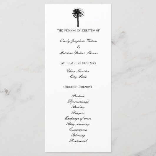 白黒ビーチ結婚式式 プログラム (正面)