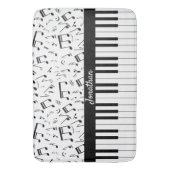 白黒ピアノのスタイリッシュ鍵と音楽ノート バスマット (正面縦)