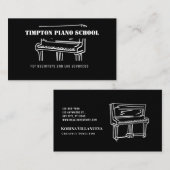 白黒ピアノイラストレーション音楽先生 名刺 (正面/裏面)