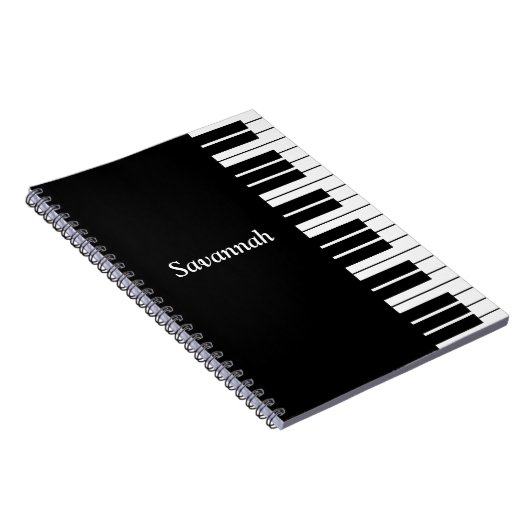 白黒ピアノキーボードのキー ノートブック (右側)