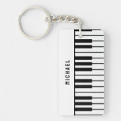 白黒ピアノキーボードモノグラム キーホルダー (正面)