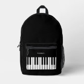 白黒ピアノキーボード名前をカスタムする プリントバックパック (正面)