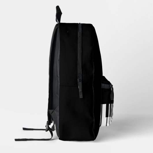 白黒ピアノキーボード名前をカスタムする プリントバックパック (左)