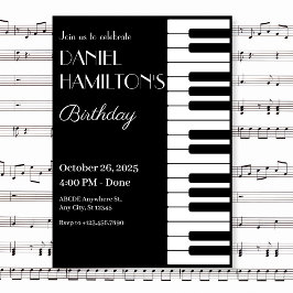 白黒ピアノタッツ誕生日 招待状